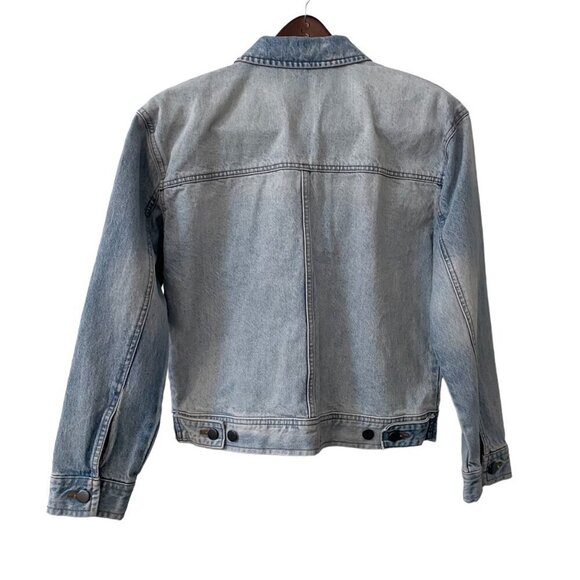 Something Navy Blue Light Wash Denim Jean Jacket Womens Size XS Classic Preppy - Picture 3 of 7